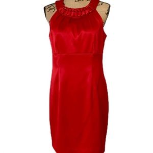 Women’s red high boat neck dress
